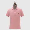 Lacost verão camisetas polos manga curta impressão carta topo solto polo masculino tees causal designer para homem roupas topos tamanho asiático