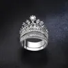 Sz6-10 Crown Diamonique Clear CZ White Gold Filled Wedding Engagement Party Ring Sets239H