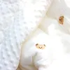 Blankets 100/150cm Winter Thick Muslin Cotton Embroidered Bear Tiger Baby Duvet Born Thermal Comforter Crib Blanket With Filler