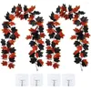 Fleurs décoratives 2 pièces guirlande d'halloween avec 4 pièces crochet guirlandes florales suspendues artificielles feuilles d'automne vignes pour la décoration de noël