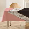 Table Cloth Pink Marble Tablecloth Rhombus Triangular Dustproof Heat Resistant Kitchen Many Size Dining Room Decorations