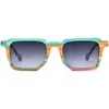 Solglasögon Multicolor Matte Square Personlig unisex UV400 Gradient handgjorda acetat solglasögon optiska glasögon