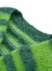 Damskie Krzyki Tees Zielony pasek szydełkowy sweter sweter damski Latarnia Latarnia Zakryjna kardigan płaszcz jesień moda dama streetwear 230928