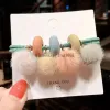 Colorful Plush Ball Hair Tie Rope Elastic Rubber Bands Furry Pompom Hairball Scrunchie Hair band Ponytail Holders Hair Accessory