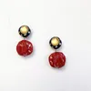 Backs Earrings European And American Vintage Brass Enamel Fashion Jewelry Exaggerated Ear Clip For Women
