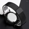 손목 시계 미니멀리스트 남성 시계 번호 로고 로마 번호 얇은 다이얼 가죽 벨트 패션 더 간단한 시계 reloj quartz movement