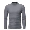 Herrenpullover Herren Mock Neck Basic Bluse Winter Thermo T-Shirt Einfarbige Kleidung Pullover Langarm Top Warm Bequem Rollkragenpullover