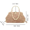 Evening Bags Fashion Lace Floral Clutch Bag For Women Luxury Metal Handle Handbag Vintage Pearl Chain Crossbody Female Clip Purse