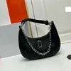 Lüks yarım ay çantası tam tahıl dokusu düz buzağı deri omuz çantası Kadın altındaki torba tasarımcı fermuar kapalı crossbody çanta evsiz çanta hediye kutusu