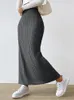 Skirts Autumn Winter Sexy Side Split Women Solid Y2K Long Skirt Slim Party Bodycon Maxi Black Casual Club Streetwear