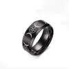 Cluster Rings Men's Triple Goddess Pentacle Ring For Men Stainless Steel Crescent Moon And Pentagram Jewelry Gold Silver Wicc1833