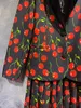 مجموعة النساء 2023 الخريف/الشتاء معطف البولو طوق الطباعة مع نصف تنورة مجموعة S-XL تنورة الدانتيل