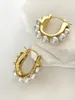 Hoop kolczyki Peri'sbox Designer Biżuteria złoto Plane wielokrotne sztuczne perłowe masywne dla kobiet minimalistyczne akcesoria ślubne ślubne
