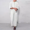 Chemises décontractées pour hommes Chemise en coton Couleur unie Robes arabes musulmanes Blouse longue pour hommes Camisas Vêtements traditionnels Blusas