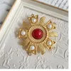 Senyu Time Vintage au Moyen Âge Western Antique Réimpression Glazed Embossed broche Plain Gold Label Style