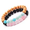 Strand 8mm Matte Onxy Wrapped Picture Stone Mixed Beaded Combination Charms Unisex Bangle Bracelet For A Dainty Girft Daily Jewelry