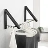 Hangers Folding Wall Mounted Clothes Rod Storage Rack Non Punching Space Aluminum Airer Coat Hanger Home Bathroom Accessories