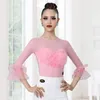 Bühne tragen Latin Dance Tops Für Frauen Rüschen Rand Sexy Body Chacha Rumba Tango Kleid Weibliche Erwachsene Moderne Kleidung DN16085