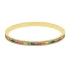 colorful cz rainbow baguette cubic zirconia luxury hand bangle bracelet for lady women gorgeous trendy jewelry fashion215Q