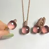 Necklace Earrings Set 3Pcs/Set 10.6mm Classic Jewelry Ring Inlay Zircon 32Colors Crystal Rose Gold Plated