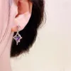 Stud Earrings 2023 Fashion Silver Color Cross Star Purple Zircon For Women Girl Korean Four-Pointed Personality Je