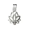 Lotus Flower Blossom Pendant Small Lockets 925 Sterling Silver Gift Love Wishing Pearl Cage 5 Pieces295A