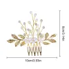 Golden Leaf Crystal Pearl Hair Coman ślub ślubna druhna ślubna Tiars Women Girl