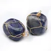Pendant Necklaces Natural Stone Amethysts Pendants Gold Color Wire Wrap Sodalite Opal For Jewelry Making Diy Women Necklace Gifts