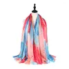 Scarves Versatile Hijab Scarf For Women Spring Satin Graffiti Print Wrap Shawl Fashion Sun Protection And Autumn