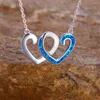 Pendentif Colliers Vintage Creux Amour Coeur Collier Blanc Bleu Opale Double Pour Femmes Rose Or Argent Couleur Chaîne Bijoux