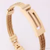 Cable de alambre de color dorado para hombre, pulseras con dijes, brazaletes de acero de titanio, joyería de moda para hombre 268n