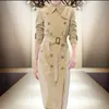 Trenchs pour femmes Trench-coat britannique classique à carreaux double boutonnage imperméable haut de gamme décontracté longueur ample 230928