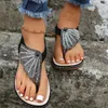 Sandals 2023 Ladies Shoes Elastic Band Women's Summer Thong Sequins Beach Female Flat Casual Large Size