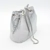 Fashionable Women Shoulder Bag Diagonal Cross Bucket Bag Silver Aluminum Sequin Bucket Dinner Bag