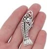 Ciondoli 5 X Argento tibetano Halloween 3D Scheletro di lisca di pesce Pendenti per collana fai da te Creazione di gioielli Accessori 56x18mm