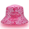 Berretti Cappello da pescatore con stampa 3D in cartone animato Ragazza rosa Sole Pescatore con stampa casual per esterni