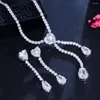 Halsbandörhängen Set Threegraces Shining Cubic Zirconia Silver Color Women Heart CZ och Wedding Evening Party Jewelry TZ977