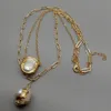 Pendant Necklaces YYGEM White Quartzs Druzy Charm Cultured Pearl gold color plated Chain Layers statement Necklace 17 5" 230928