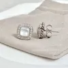 Kvinnor 925 lyxdesigner Silverörhängen smycken för 2023 Sterling Square Earring med Bezel Color
