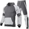 Herren-Trainingsanzüge für Herbst und Winter, lässiger, schulterfreier Hoodie-Sportanzug mit mehreren Spleißen