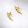 Orecchini con perno Zircone colorato per le donne Argento 925 Ago Minoranza Superiore Senso Orecchio Gioielli alla moda Regali 2023