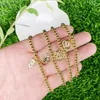 Bracelets à breloques en Zircon, accessoires en laiton en forme de main/cœur, chaîne de perles plaquée or 18 carats, bracelet élastique, bijoux délicats