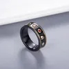 Amante casal anel de cerâmica com carimbo preto branco moda abelha anel de dedo jóias de alta qualidade para presente tamanho 6 7 8 9254q