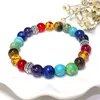 Link pulseiras energia colorida yoga pulseira jóias reiki cura pedra natural 7 chakra meditação feminino jóias presente