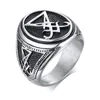 Sigil Of Lucifer Satanic Rings For Men Stainless Steel Symbol Seal Satan Ring Demon Side Jewelry Cluster2059