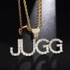 Hip Hop nom Initial Zircon glacé lettres pendentifs colliers pour hommes bijoux avec chaîne de couleur or cadeaux Colgante1207Z