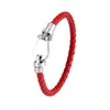 Corde en cuir en acier inoxydable bracelet tissé en cuir véritable bracelets en fer à cheval en acier titane bracelets pour hommes et femmes bijoux de mode