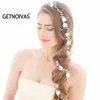 Pinces à cheveux fleur blanche bandeaux de mariage super fée perle cristal bandeau diadème de mariée pour les femmes coiffure à la main mariée casque