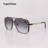 Solglasögon Double Bar Metal Frame Square för män Fashion Gradient Lens Glasögon UV -skyddsugn utomhus