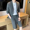 Herrenanzüge Männer Kleidung Shorts Jacke Sommer Dünne High-End-Anzug Koreanische Britische Mode Lässige Herren Kurze Sets Ärmel Blazer M-3XL